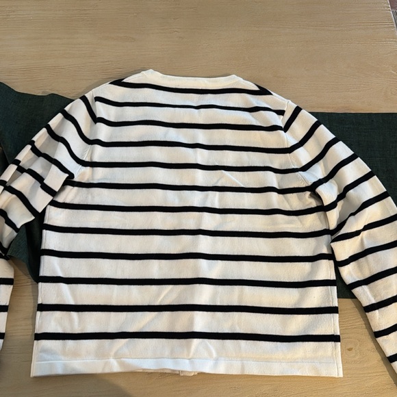 Women’s Striped Button-Up Sweater - Black and White - Picture 7 of 7